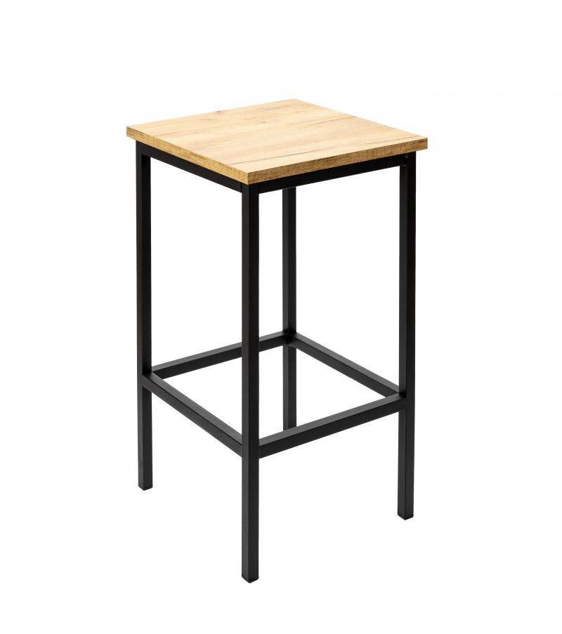 Hoker Stołek Barowy Industrialny Metalowy Drewniane Siedzisko 62 Cm