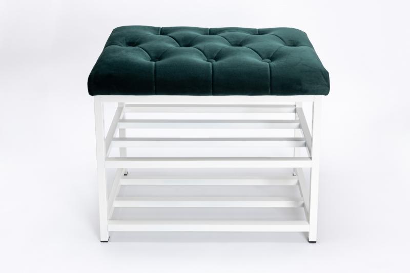 Szafka na Buty Metalowa Tapicerowana Pikowane Siedzisko Wielokolorów