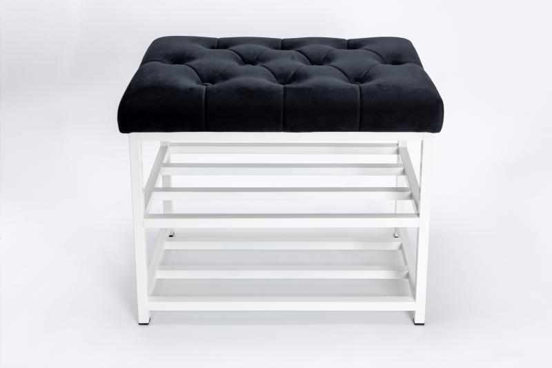 Szafka na Buty Metalowa Tapicerowana Pikowane Siedzisko Wielokolorów