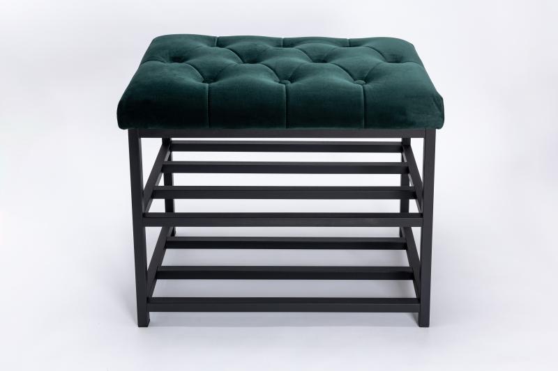 Szafka na Buty Metalowa Tapicerowana Pikowane Siedzisko Wielokolorów