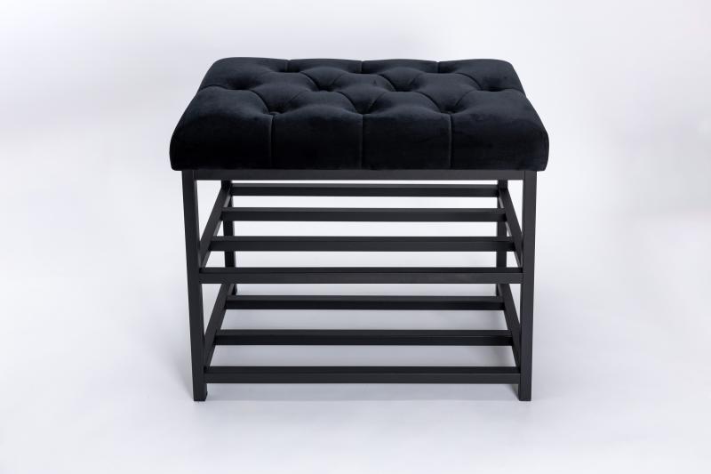 Szafka na Buty Metalowa Tapicerowana Pikowane Siedzisko Wielokolorów