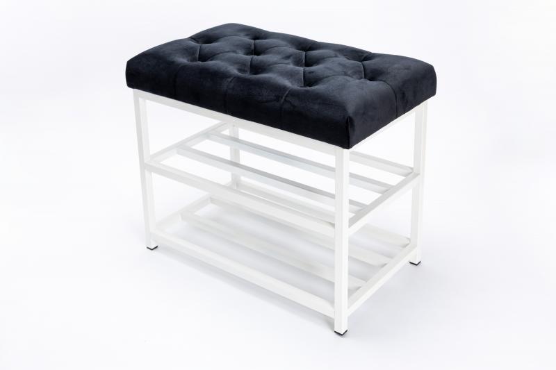 Szafka na Buty Metalowa Tapicerowana Pikowane Siedzisko Wielokolorów