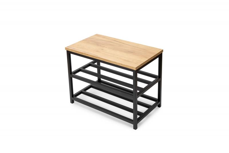 Szafka Ławka na Buty Z Siedziskiem  Nowoczesna Metalowa Loftowa CZARNA