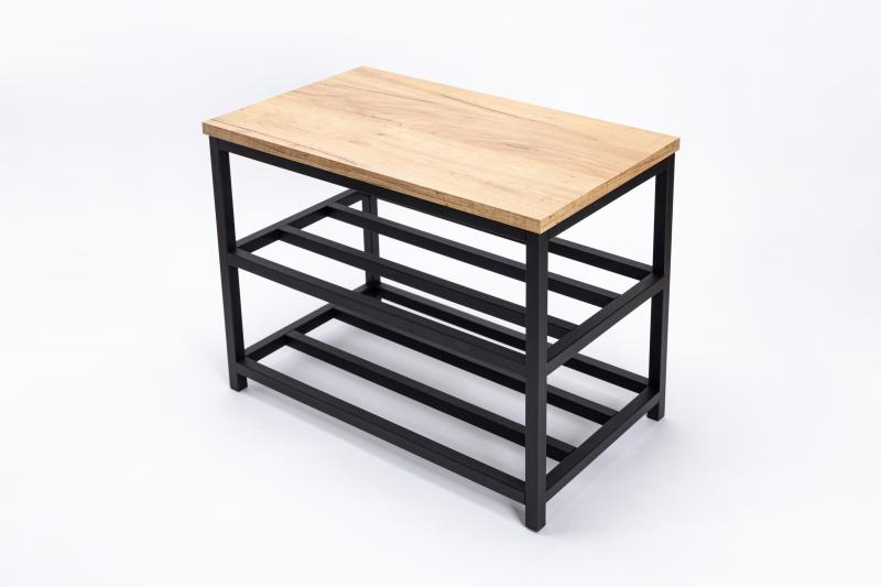 Szafka Ławka na Buty Z Siedziskiem  Nowoczesna Metalowa Loftowa CZARNA