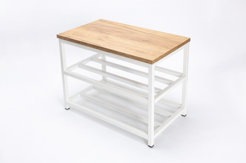 Szafka Ławka na Buty Z Siedziskiem  Nowoczesna Metalowa Loftowa BIAŁA