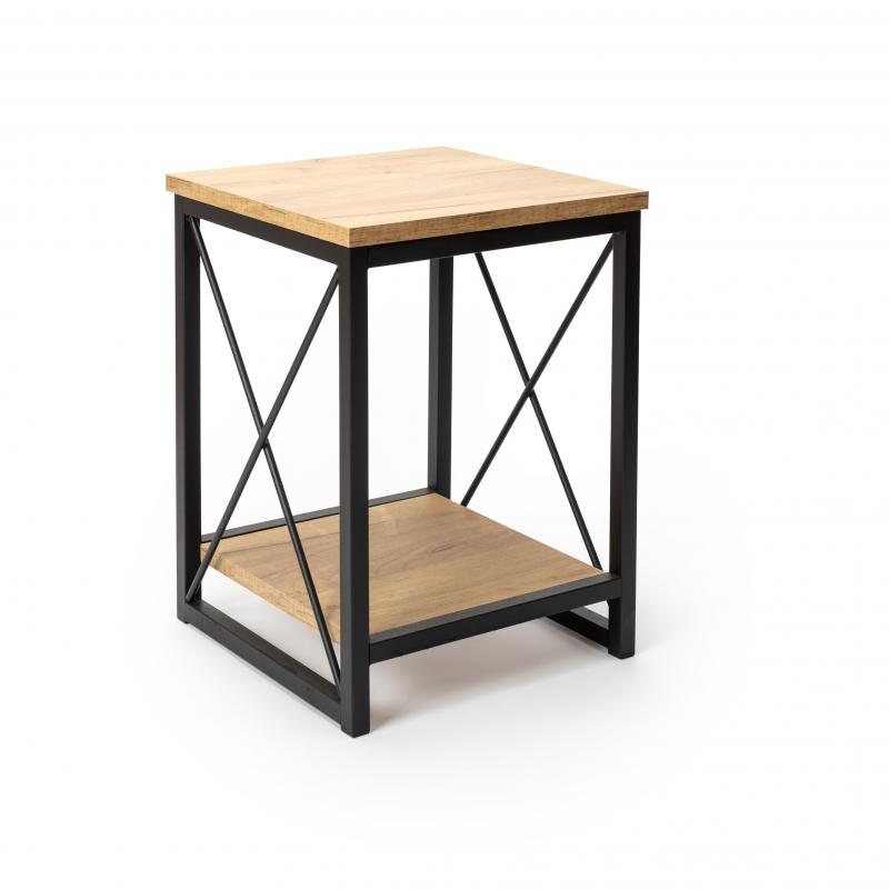 Nowoczesna Szafka Stolik Nocny Metalowy Czarny Dwu poziomowy wielofunkcyjny