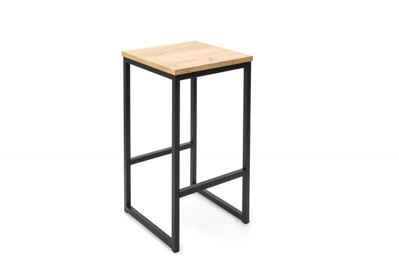 Hoker Stołek Barowy Industrialny Metalowy Drewniane Siedzisko 62 Cm