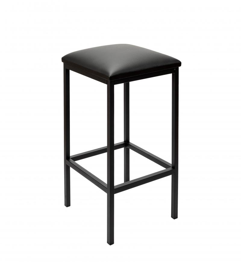 Hoker Stołek Barowy Metalowy Czarny Tapicerowany